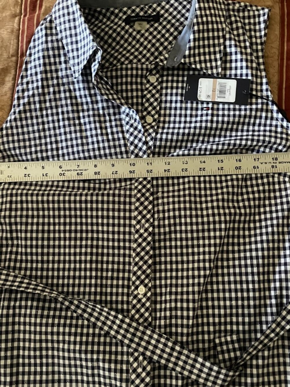 Tommy Hilfiger Women's Gingham-Print Belted Woven Dress Size 12 100% cotton NWT - Picture 9 of 10
